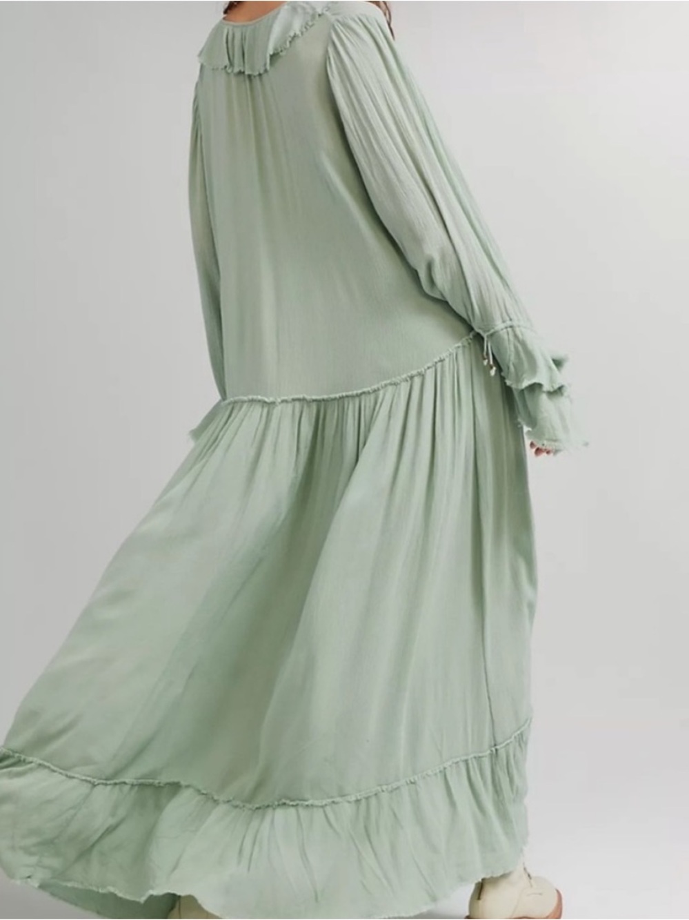 Free People sweet darlin Sage Green Textured Maxi Dress XL - Picture 4 of 15